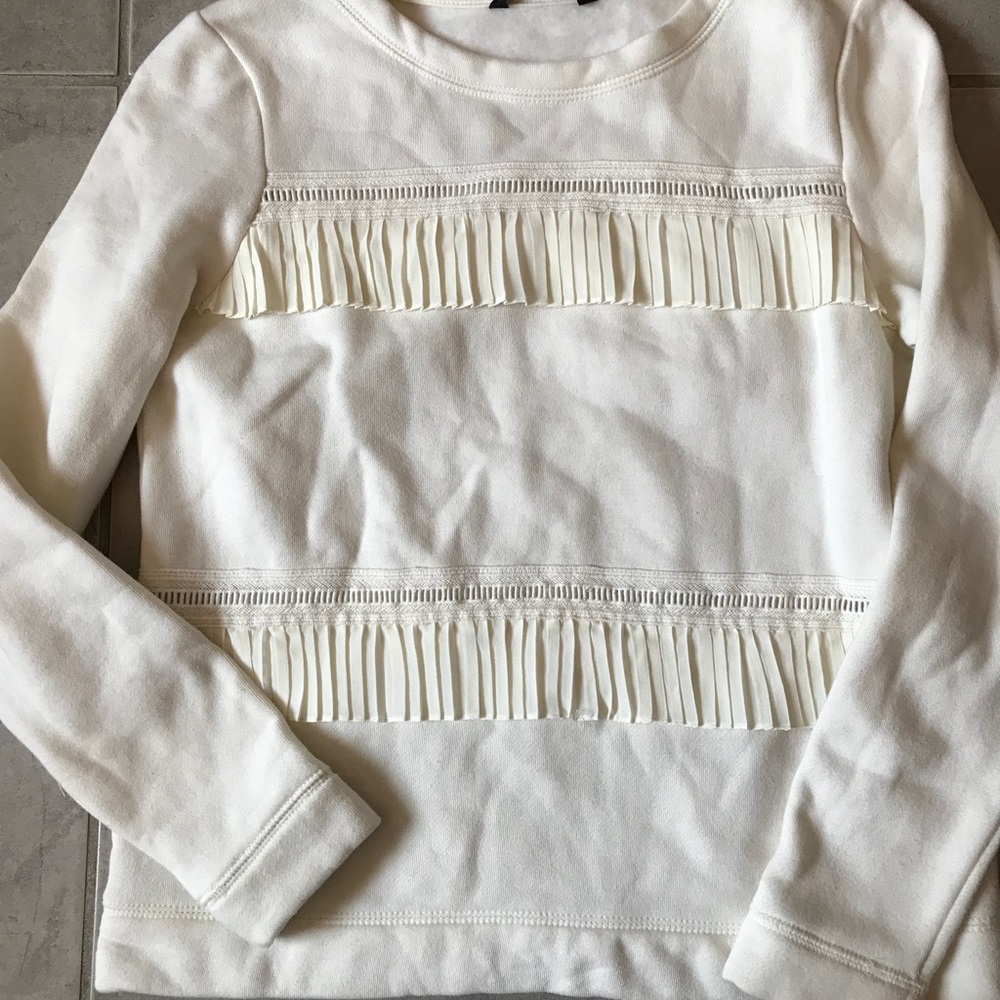 Cream ribbon trim sweatshirt